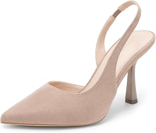 Black Closed Toe Heels for Women Pointed Toe Kitten Heels Slingback Pumps Dress Shoes for Women