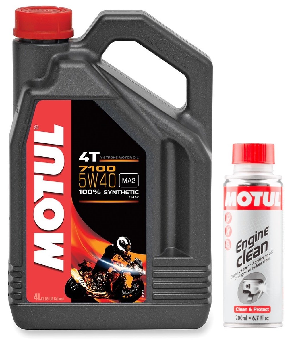 MOTUL Duo Aceite Moto 7100 4T 5 W-40, 4 L + Engine Clean 200 ml