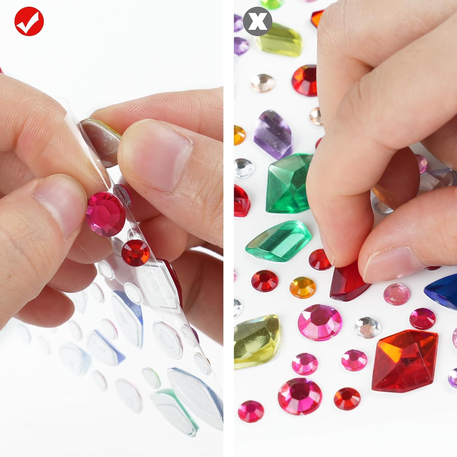 7560pcs Gem Stickers - 20 Sheets Self-Adhesive Rhinestone Acrylic Bling Jewels for Crafts, DIY Projects, Party Decorations with Heart Star Round Pearl Flower Square Shapes
