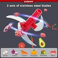 Vista 5 de Manual Food Processor,8 Cup Hand Powered Crank Chopper,Mincer Blender with Clear Container,for Vegetables Meat Fruits Onions