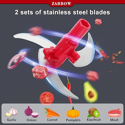 Miniatura 5 de Procesador manual de alimentos,Picador de manivela manual de 8 tazas,Licuadora de picadora con recipiente transparente,para verduras, carne, frutas,