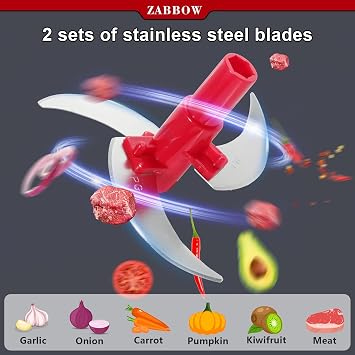 Manual Food Processor,8 Cup Hand Powered Crank Chopper,Mincer Blender with Clear Container,for Vegetables Meat Fruits Onions