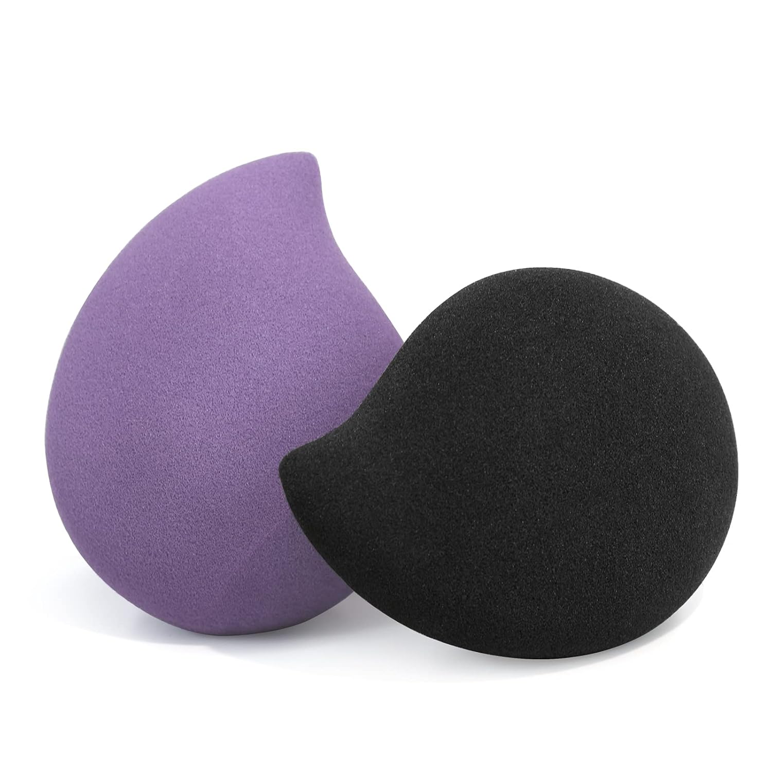 BEAKEY Makeup Sponge, 2 PCS Latex-free and Vegan Beauty Sponge Blender, Dry & Wet Use for Cream, Liquid Foundation & Powder Application (flat droplet-shape, purple & black) : Beauty & Personal Care