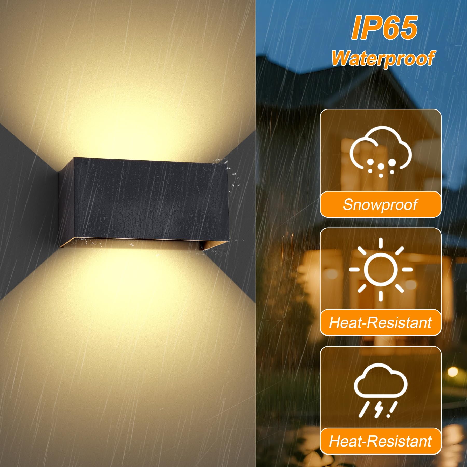 CHENBEN Aplique pared Exterior 24W,Lampara Exterior LED Impermeable IP65,Lámpara de Pared Exterior/Interior 3000K Ángulo Ajustable, Aplique Pared Interior para Jardín,Terraza,Balcón-2PCS