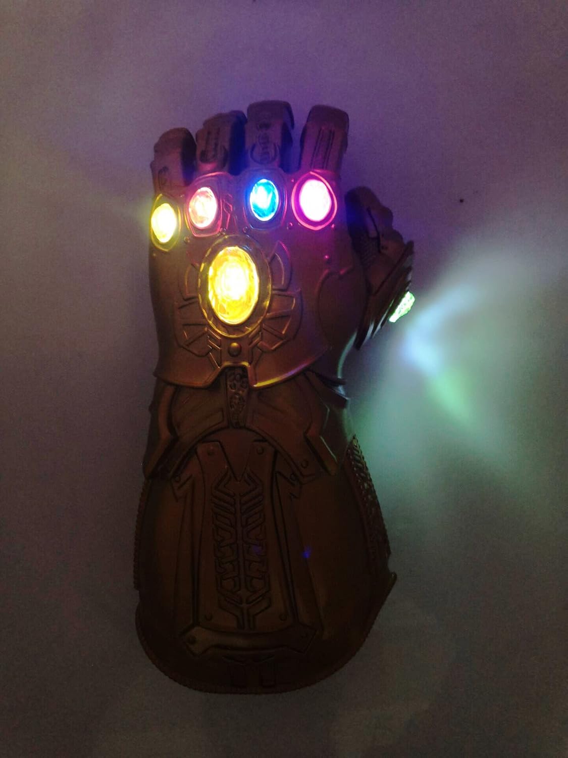 Miniatura 5 de Guante infinito de PVC iluminable para adultos guantes de guantelete de Iron Man Infinity Thanos dorados piedra infinita LED iluminada joya para