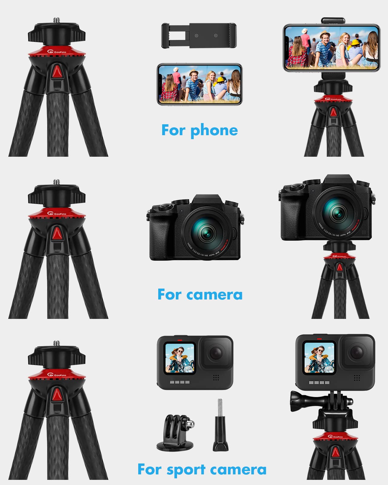 Selfie Stick Phone Tripod Stand, GooFoto Flexible Tripod For