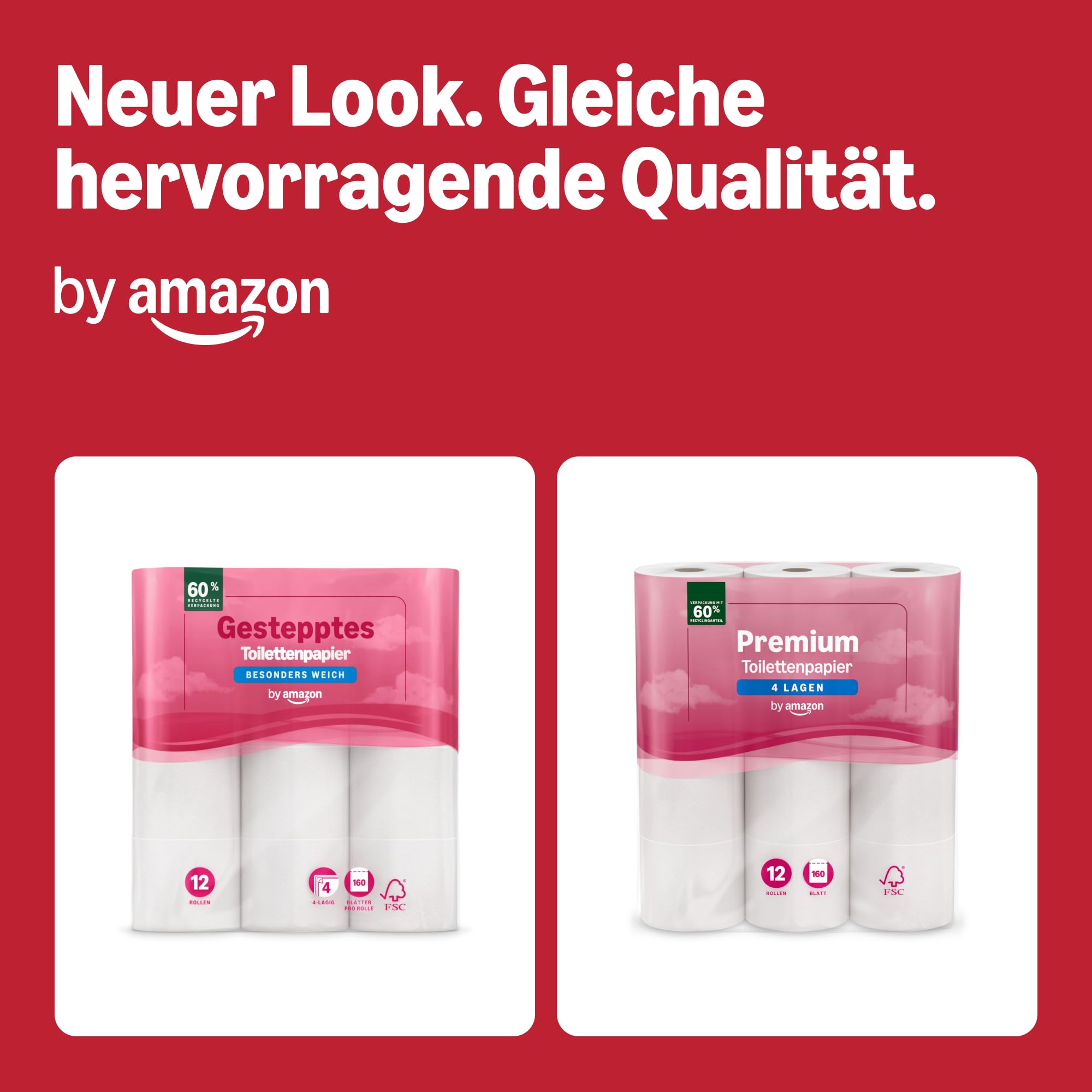 by Amazon Premium Toilettenpapier, 4-lagig, 48 Rollen (4 Packungen à 12 Stück), 160 Blatt pro Rolle, FSC-zertifiziert - 2