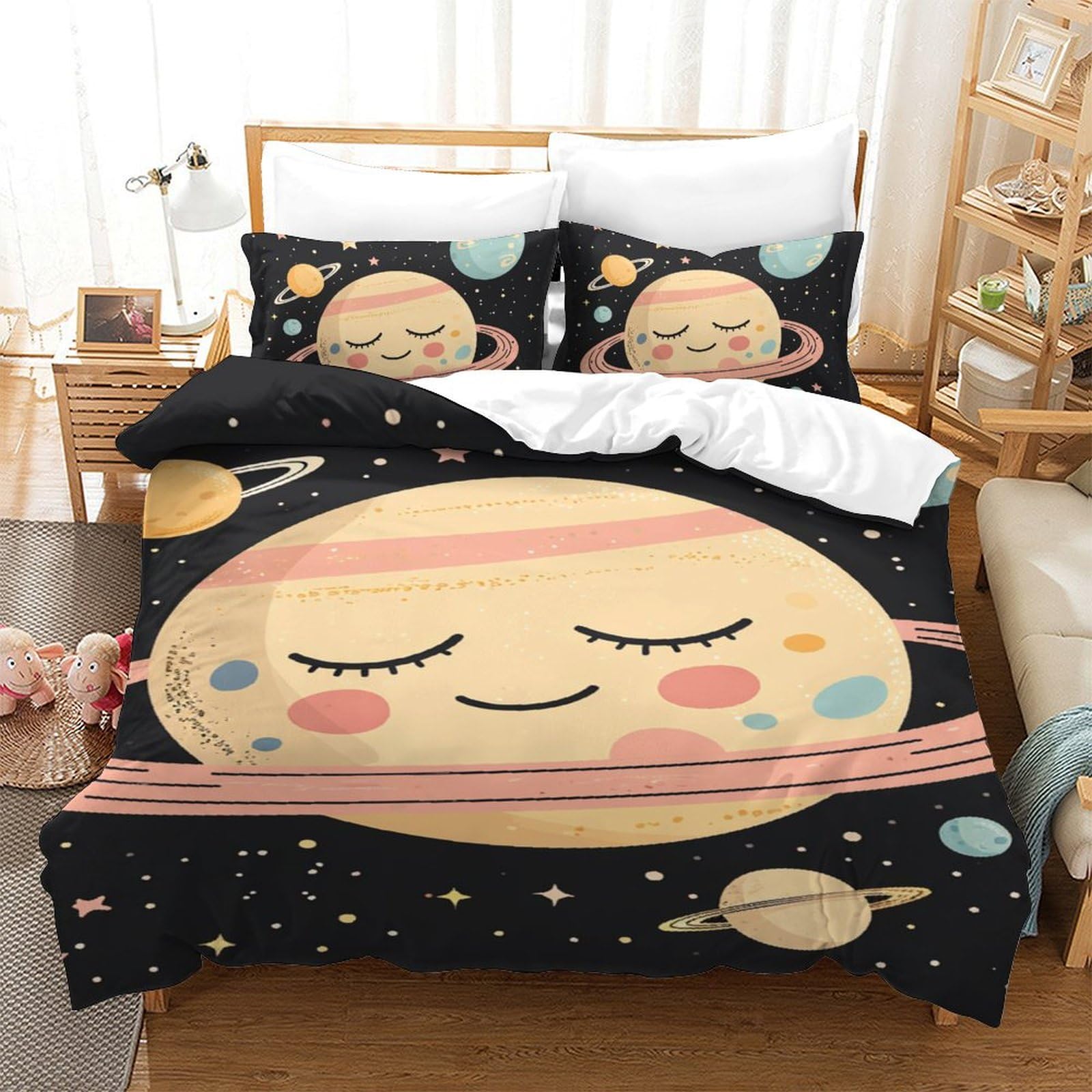 Housse de couette 3D Les Stars 140x200 microfibre respirante pour chambre ado