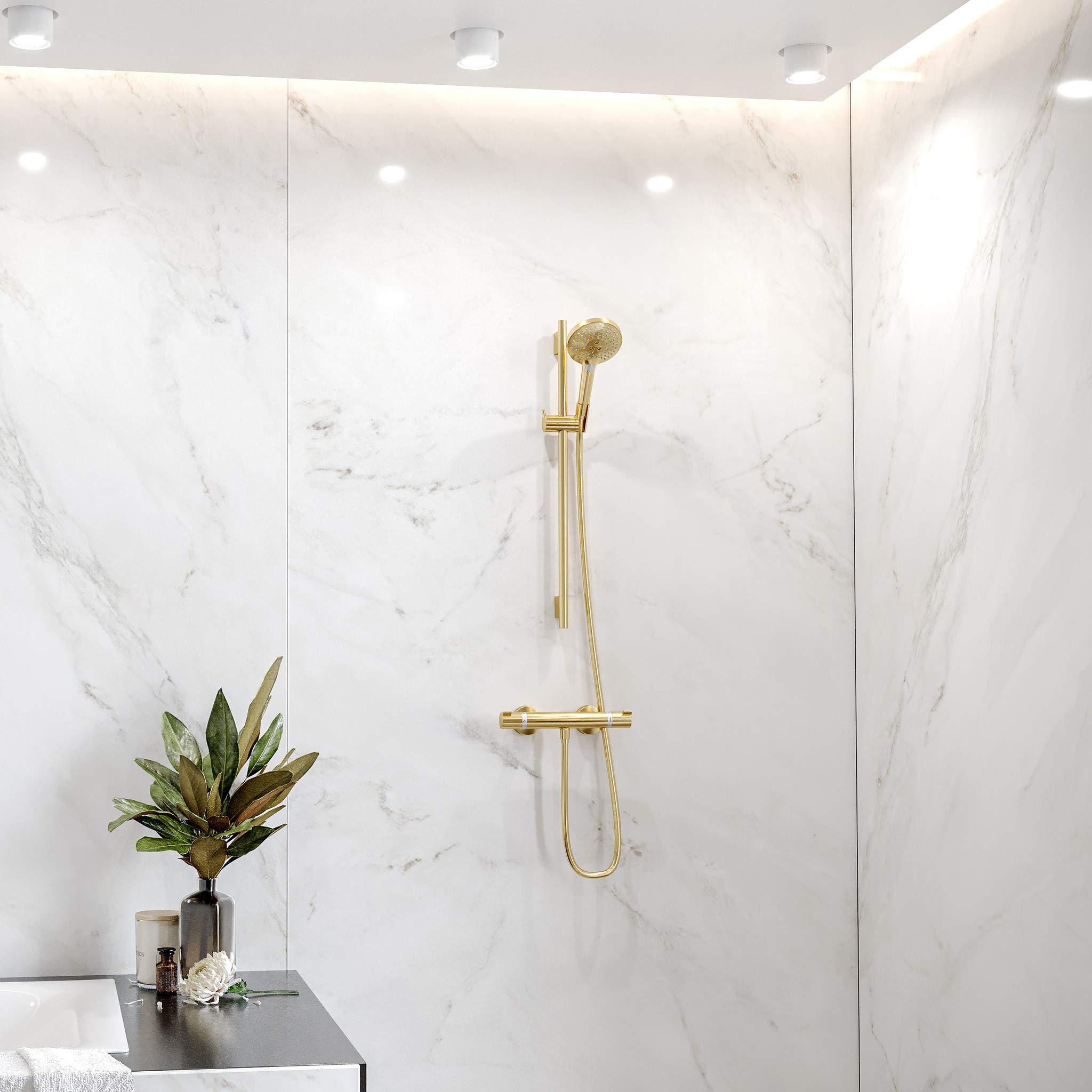 hansgrohe Unica Barre de douche S Puro 65 cm avec flexible de douche, aspect doré poli, 28632990