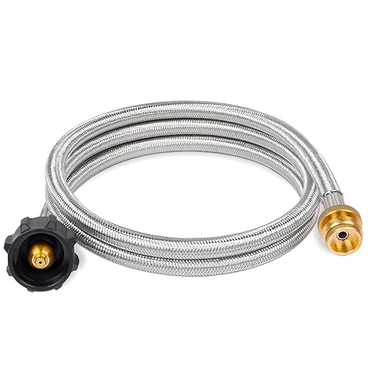 SHINESTAR Propane Hose Adapter & 5 FT Braided Hose for Buddy Heaters, Coleman Stoves, Blackstone 17" 22" Tabletop Griddle, Char-Broil Portable Grills, Weber Q Grills- Converts 1 lb to 20 lb Cylinders