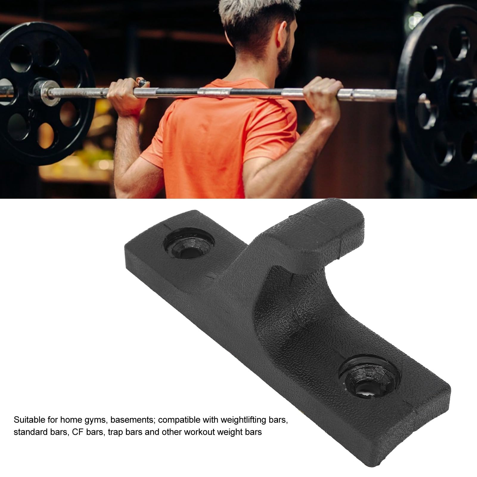 2pcs Barbell Holder, 7.56 x 2.13in Wall Mounted Barbell Rod Storage Rack Plastic Thickened Weight Bar Bracket Support for Fitness Home Gym