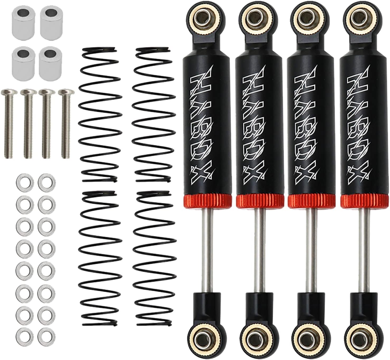 4pcs RC Shocks Absorber,RC Shock Absorber Set,RC Car Built-in Spring 70/80/90/100/110mm Shock Absorber Damper for 1/10 RC Crawler Axial SCX10 ii RBX10 Wraith TRX-4 MST Redcat (Black, 80mm 4pcs)