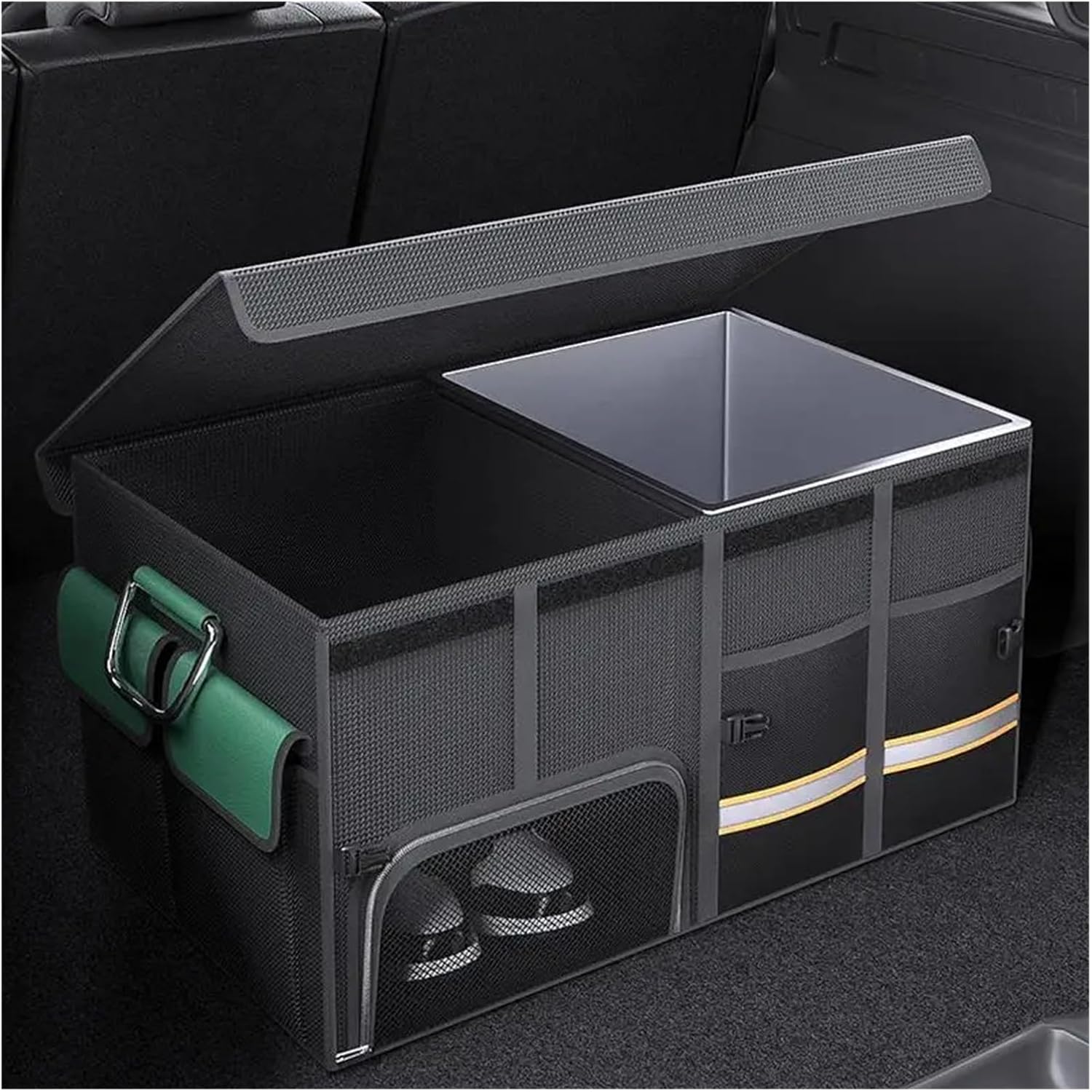 Anti-Slip Car Trunk Organizer Bag - Collapsible Multi-Compartment Storage for SUVs & Sedans | Compatible for Most Vehicles | Tool & Boot Organizer with Non-Slip Base