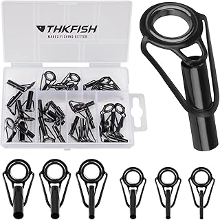 THKFISH Kit de reparación de cañas de Pesca Kit de reparación de Punta de Varilla Acero Inoxidable Guía de Anillo de cerámica 6 Tamaños 30 Piezas Pequeña/Grande Estilo