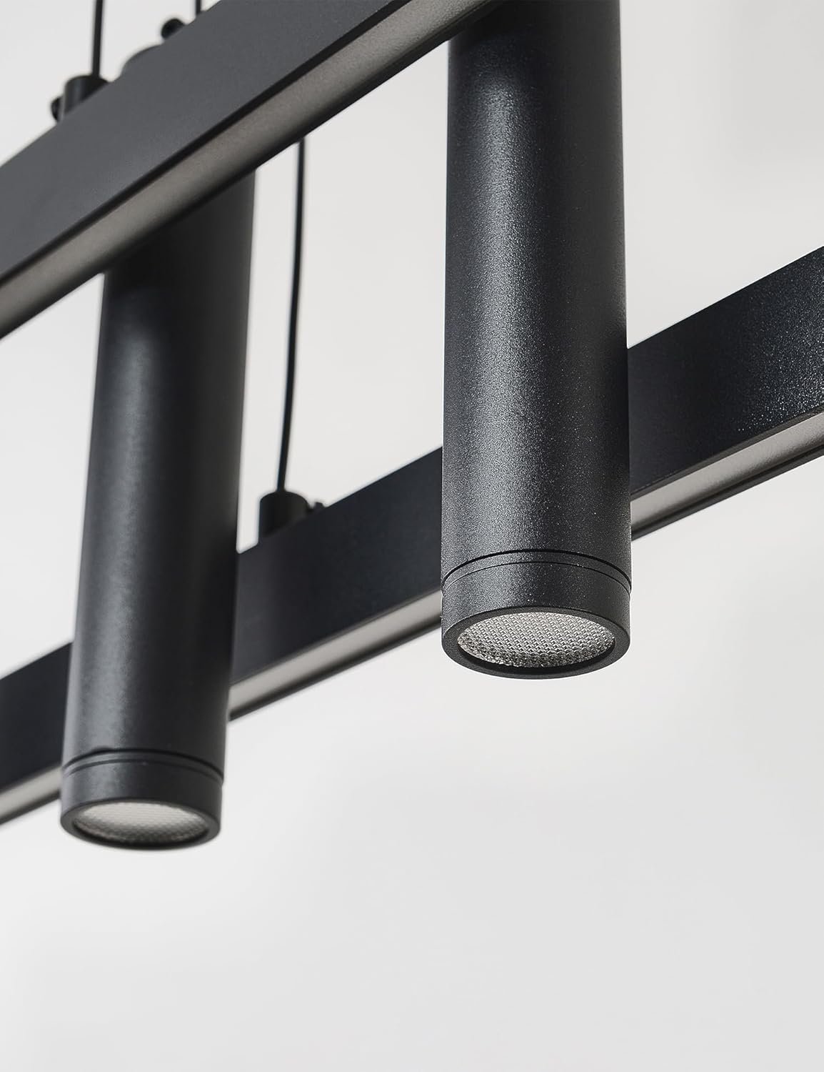 Size 59 Modern Black Linear Pendant Lights Kitchen Island Lighting Minimalist Led Chandeliers Pool Table Light Dimmable Ceiling Hanging Light Fixture Dining Room with Remote Control (59in)