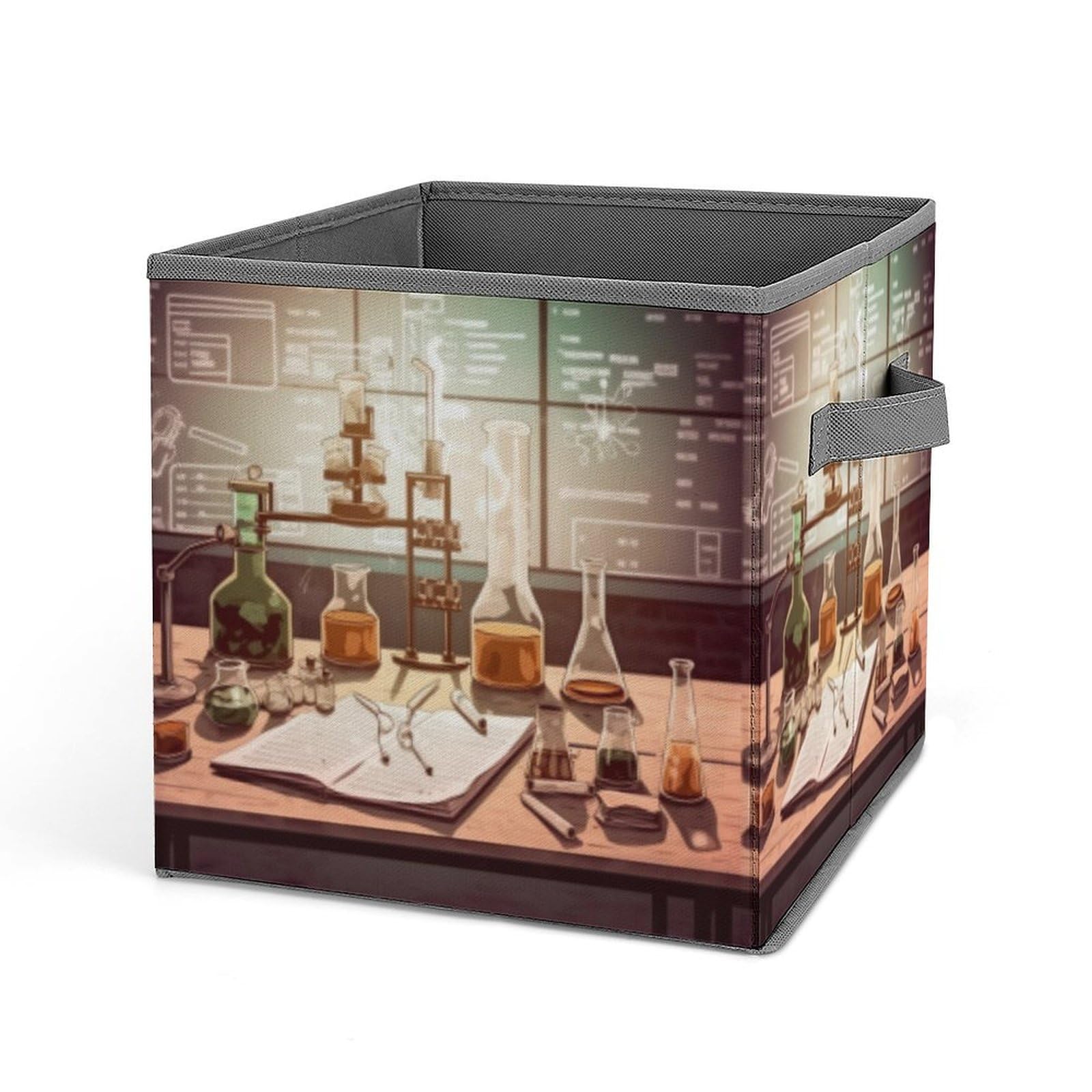 JTREHY Chemistry Lab Printed Foldable Storage Box, 10.6 Inches Fabric Storage Box for Wardrobe, Bedroom, Utility Room