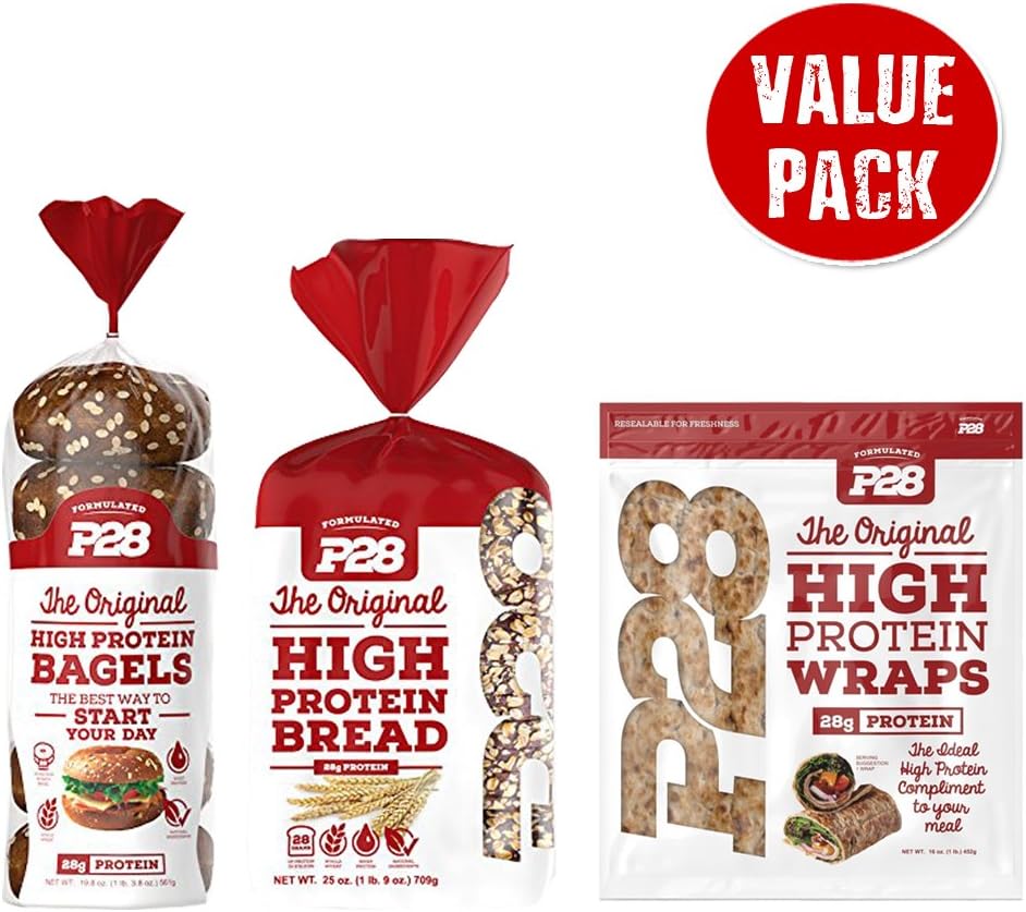 Combo Value Pack: P28 High Protein Sandwich Bread, Bagels, and Wraps, Includes 7 Day Clean Eating/High Protein Meal Plan E-Book