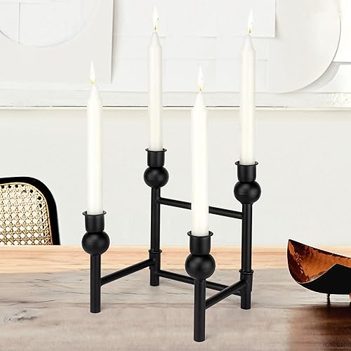 Candelabros cónicos plegables Portavelas moderno de hierro negro Candelabro como decoración de centro de mesa para velas cónicas