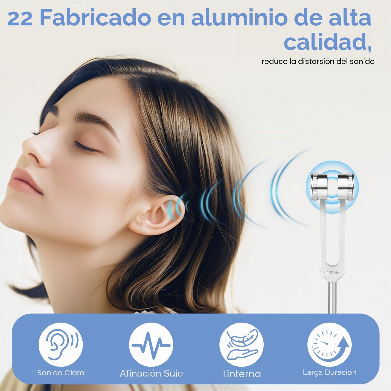 Diapasón, Diapasones Terapéuticos de Aleación de Aluminio(128Hz/256Hz/512Hz/1024Hz) Diapason Musical con Martillo de Silicona y Herramienta de Reparación para Sonido Curación ADN RelajacióN