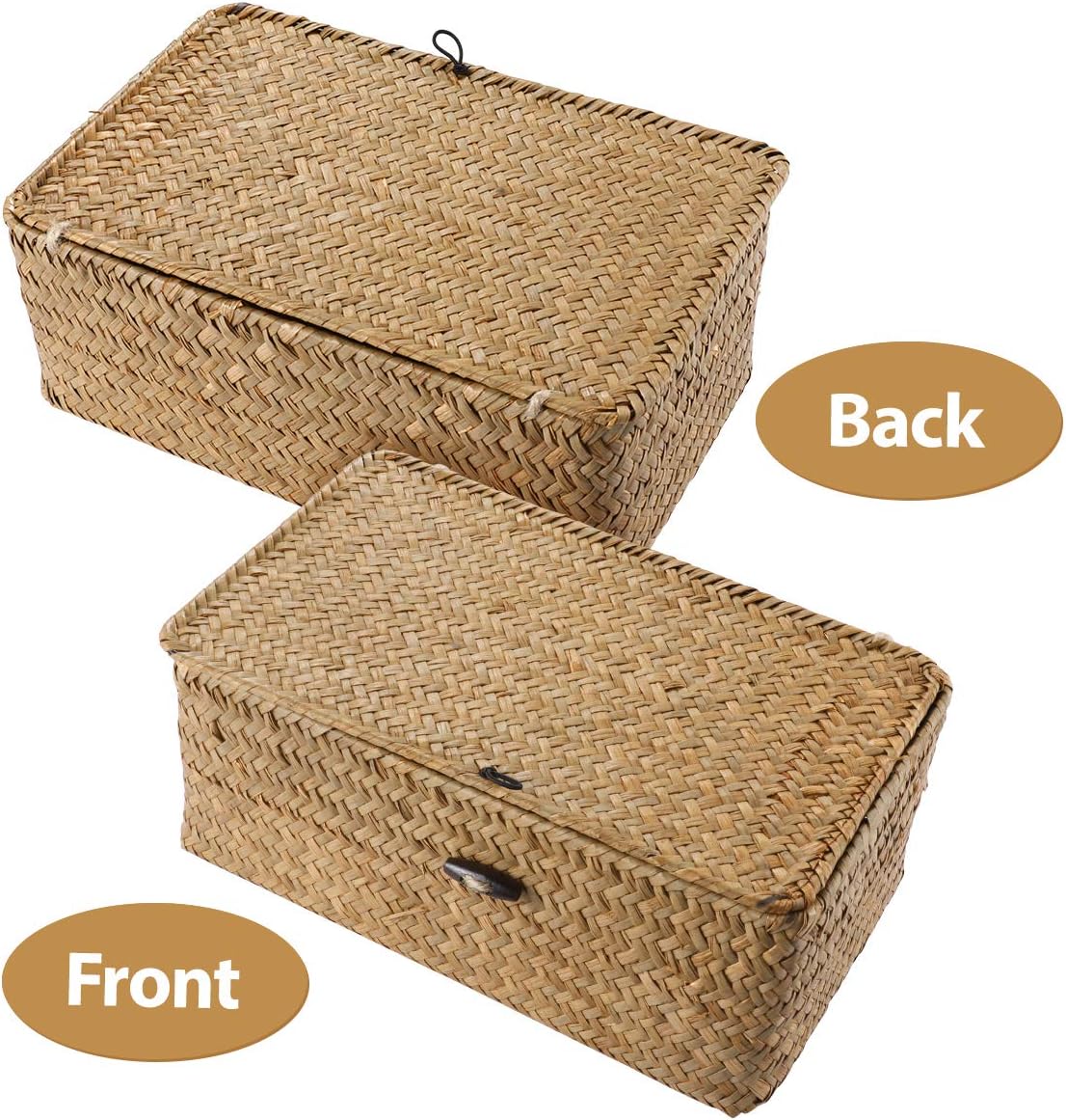 Best Deal 🛒 Vosarea Rattan Storage Basket Makeup Organizer Multipurpose Container with Lid (S)