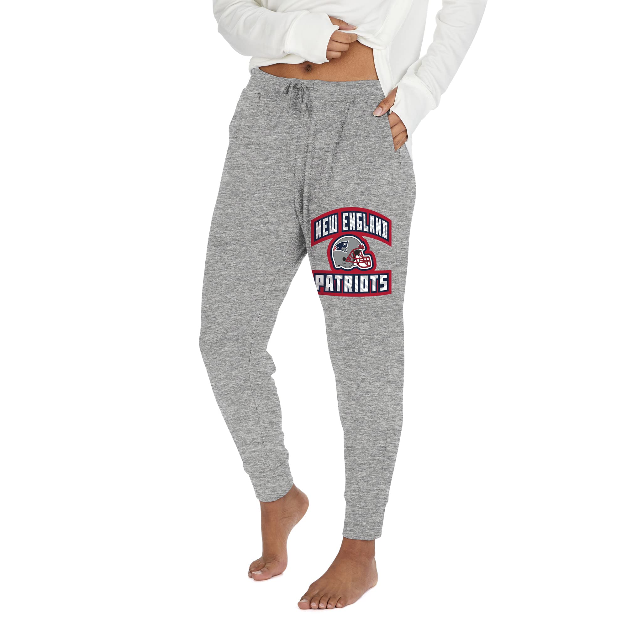 Zubaz Officially Licensed Women's NFL Marled Gray Soft Jogger, New England Patriots, Size Large