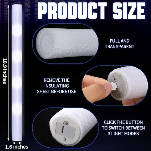 Miniatura 2 de Yinder 120 barras luminosas LED, bastones de luz de 18.9 pulgadas con 3 modos de luz intermitente para luces de escenario de conciertos, bodas,