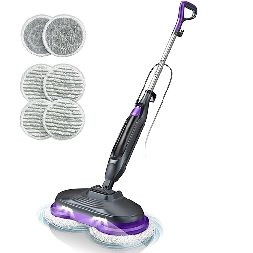 Scrubbing Steam Mop, Steam Mops for Floor Cleaning with Rotating Pads, 4 Cleaning Modes & LED Headlights, Swivel Steering,Safe for all Sealed Hard Floors F2