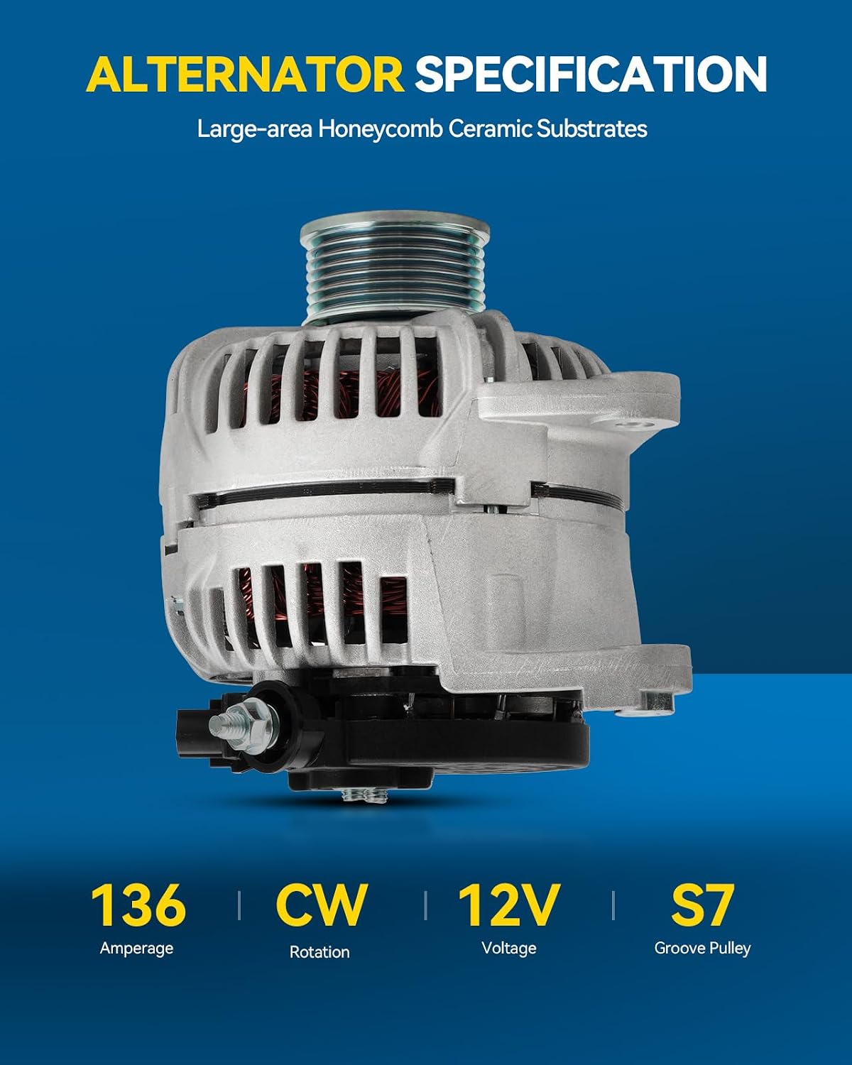 PHILTOP New 13985N Alternator Compatible with Dodge, 2003-2006 Ram 1500 5.7L, 2003-2006 Ram 2500 5.7L, 2004 Durango 5.7L, 2003-2006 Ram 3500 5.7L 136A Alternator Replacement