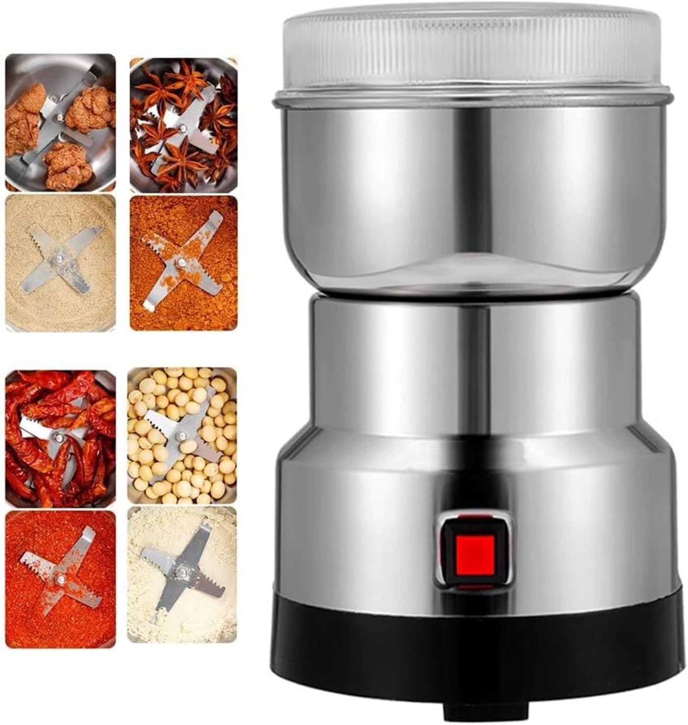 Electric Grain Mill Grinder, 50G-150G Multifunctional Smash Machine, with Four-Leaf Steel Knife, Fast Grinding, for Dry Corn Coffee Pepper Food Seeds Flour Bean(