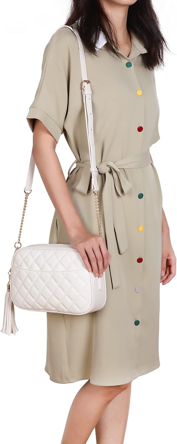 lola mae Quilted Crossbody Bag, Medium Lightweight Shoulder Purse Top Zipper Tassel Accent - Image 2