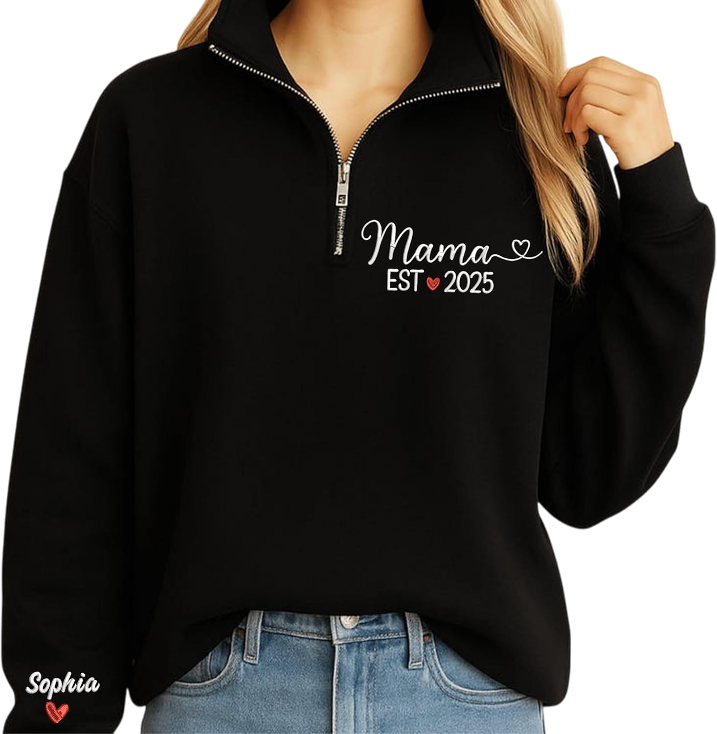 Grandma Custom Quarter Zip Sweatshirt, Mama Sweatshirt, Custom Mom Gifts, Christmas 2025 Present for Women - Image 2