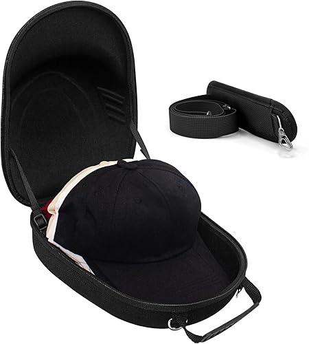 Caja negra para sombreros con asa de transporte y correa ajustable para el hombro, caja de viaje para viajes y almacenamiento en el hogar