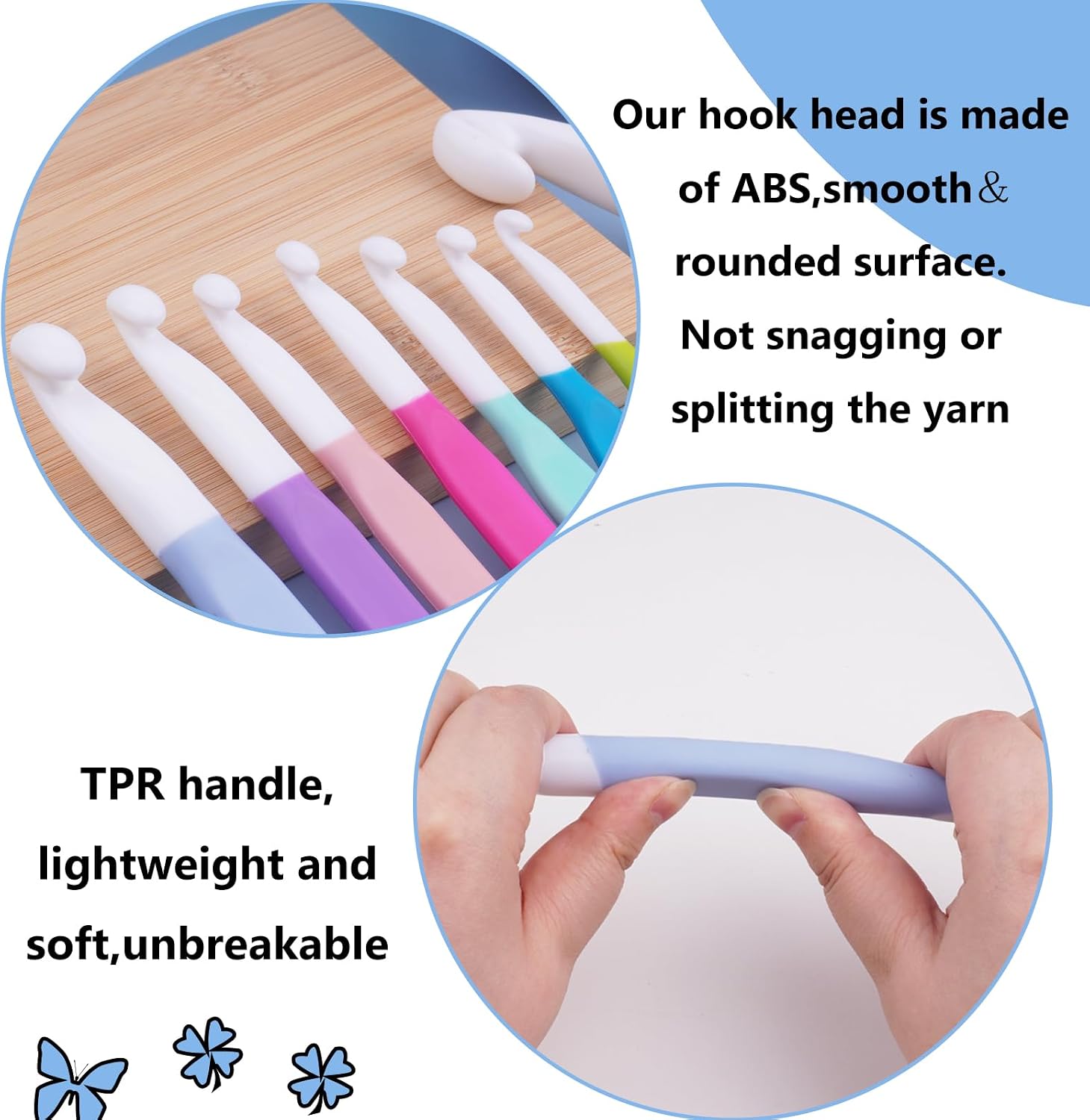 Hobekoee 15mm Large Crochet Hook,Big Crochet Hooks for Chunky Yarn,Extra Long Crochet Hooks with Soft Ergonomic Handle for Crocheting Yarn,Wool Roving