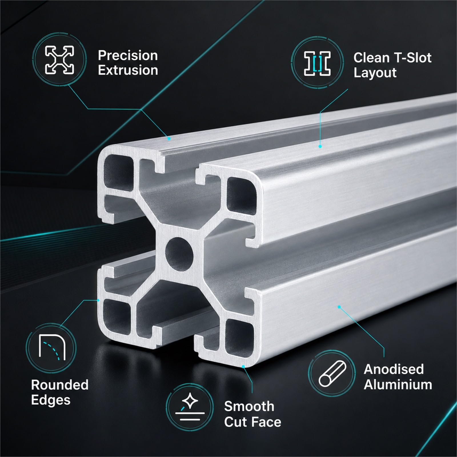 Linearschienenprofilrahmen,Quadratische Aluminium-Profile,Aluminium Alu Profil Eloxiert,Strebenprofil Alu Profil,Robuste Konstruktion,FüR Maschinenbau,Werkbank & DIY