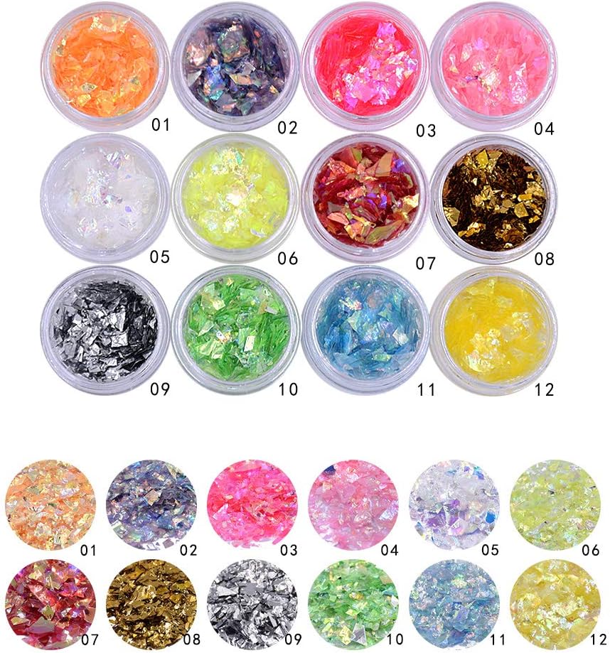 Nail Glitters Mylar Slices Sequins Chunky Iridescent Flakes Round Mermaid Charms DIY Art Sticker Tips Decoration 24Boxes
