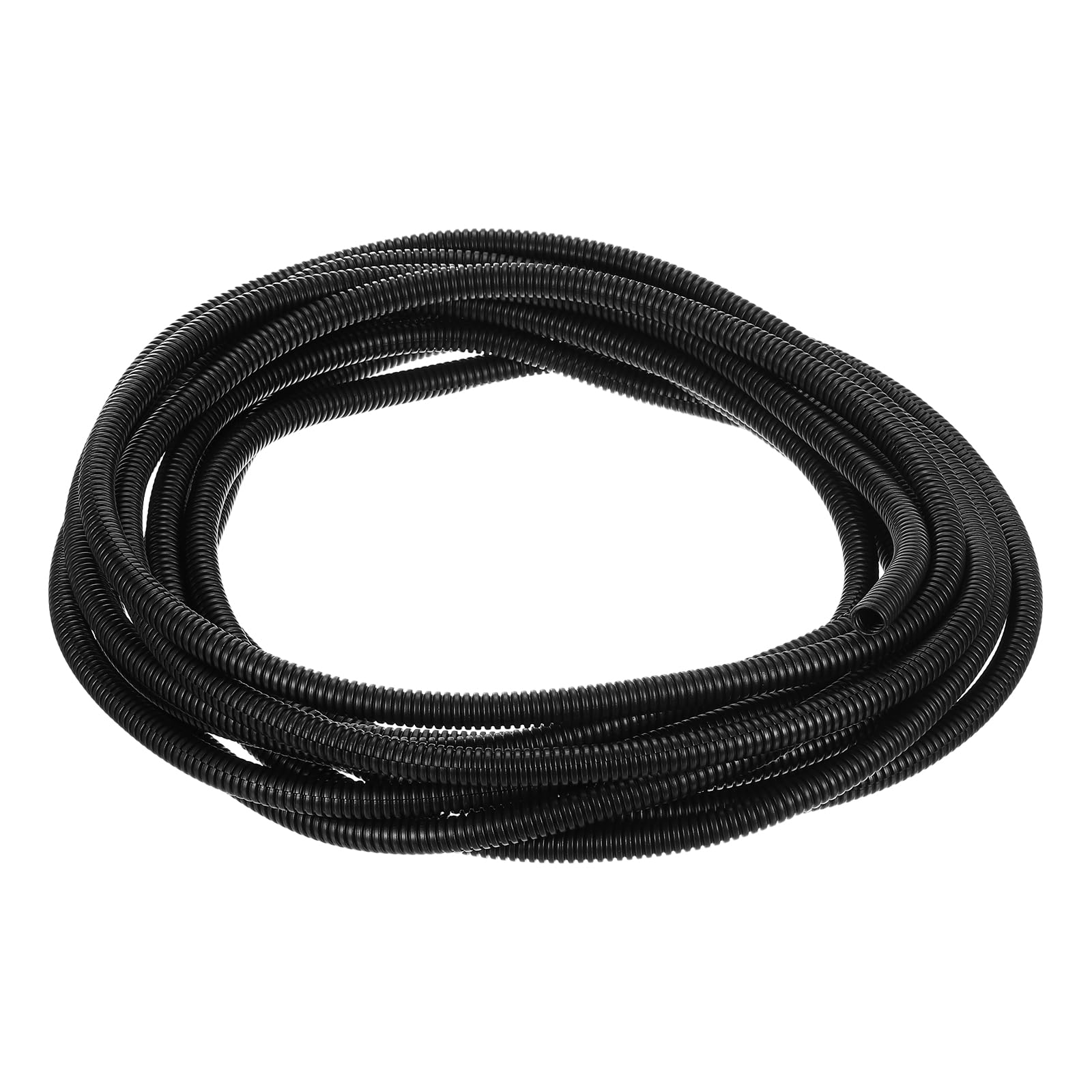 sourcing map 1/4 Inch x 25 Ft Split Wire Loom Tubing, Guard Convoluted Flex, Protective Split Cable Conduit, Flexible Wire Protector Tubing, Electrical Cord Cover,Black
