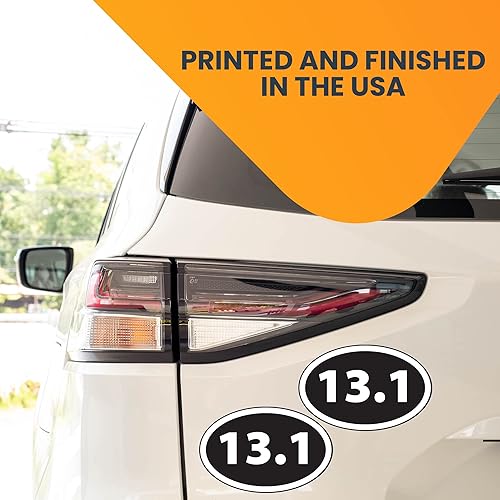 Vista 31 de Magnet Me Up: Calcomanía magnética ovalada negra de 13.1 pulgadas de media maratón, 4 x 6 pulgadas, imán automotriz resistente para automóvil