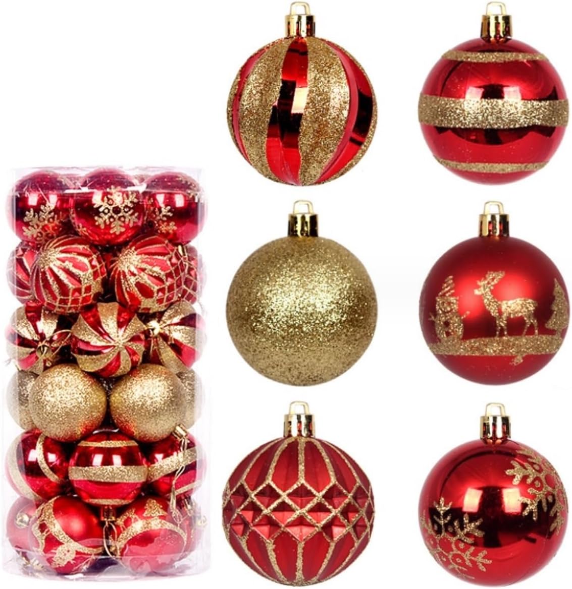 Habrur Christmas Ball Ornaments 30Pcs Christmas Hanging Balls Set Shatterproof Christmas Tree Ornaments for Party Decoration Wedding Christmas Tree Ball Ornaments (Color : B, Size : 2.36'')