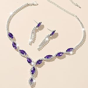Amazon.com: Frodete Purple Prom Jewelry Set Costume Jewelry for Women  Rhinestone Necklace Earrings Sets Formal Prom Dress Accessories Wedding  Sets for Brides Bridesmaid Guest: Clothing, Shoes & Jewelry