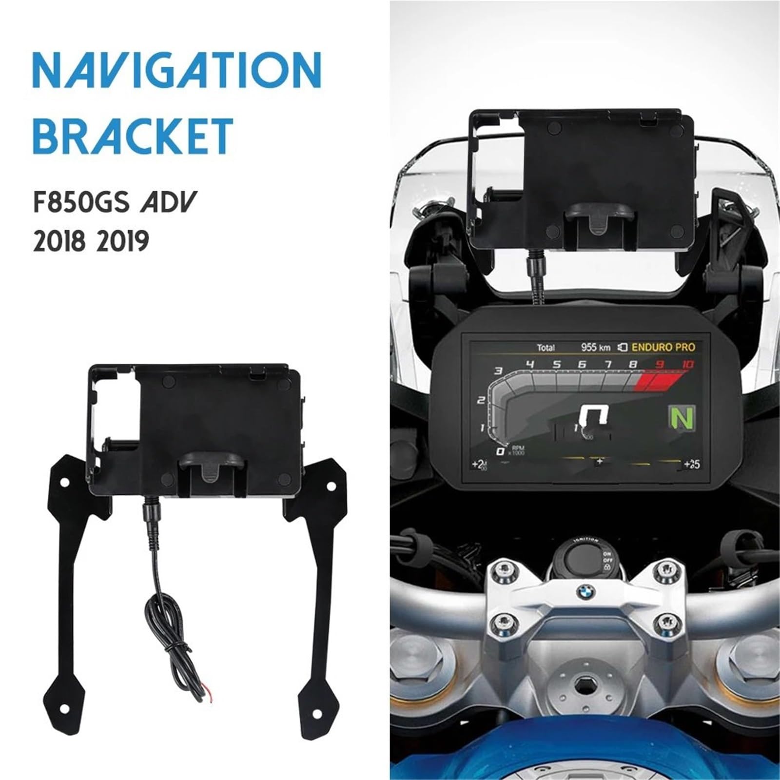 Pasuje do BMW F850GS ADV, uchwyt na szybę przednią, uchwyt na telefon komórkowy, uchwyt na nawigację GPS Uchwyt do nawigacji GPS(F850GS ADV set)