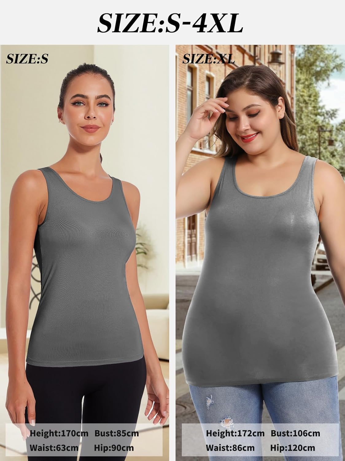 Tank Top with Built in Bra Cup for Women Casual Wide Strap Sleevless Layer Camisole Yoga Top Pack S-3XL - Image 5
