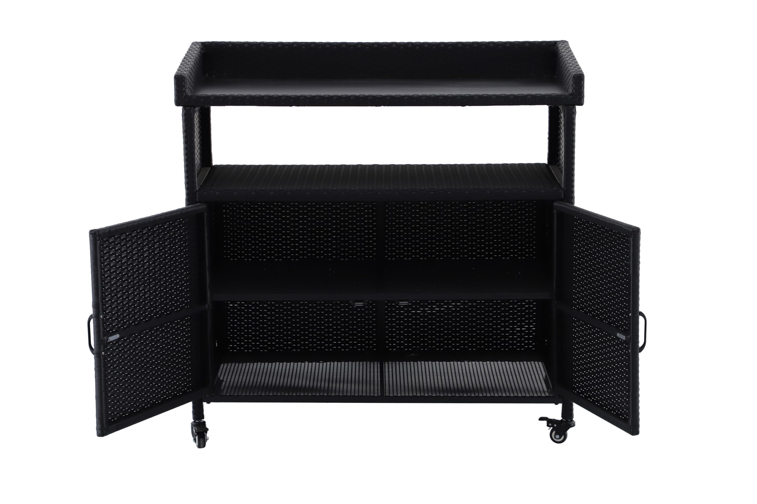 METRO Professional Estación de Servicio Balsario, Aluminio/PE ratán, 112 x 56 cm, Negro