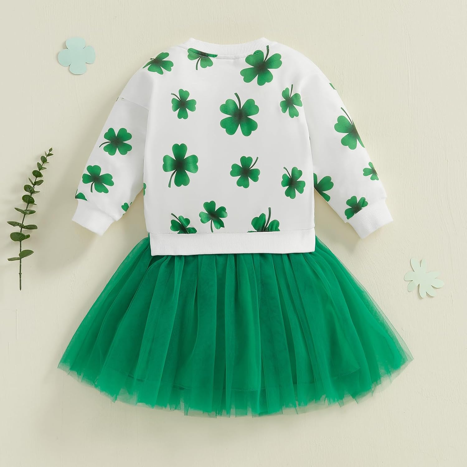 Toddler Baby Girl St Patricks Day Dress Outfit Shamrock Clover Long Sleeve Sweatshirt Tulle Tutu Skirt Dress Clothes - Image 7