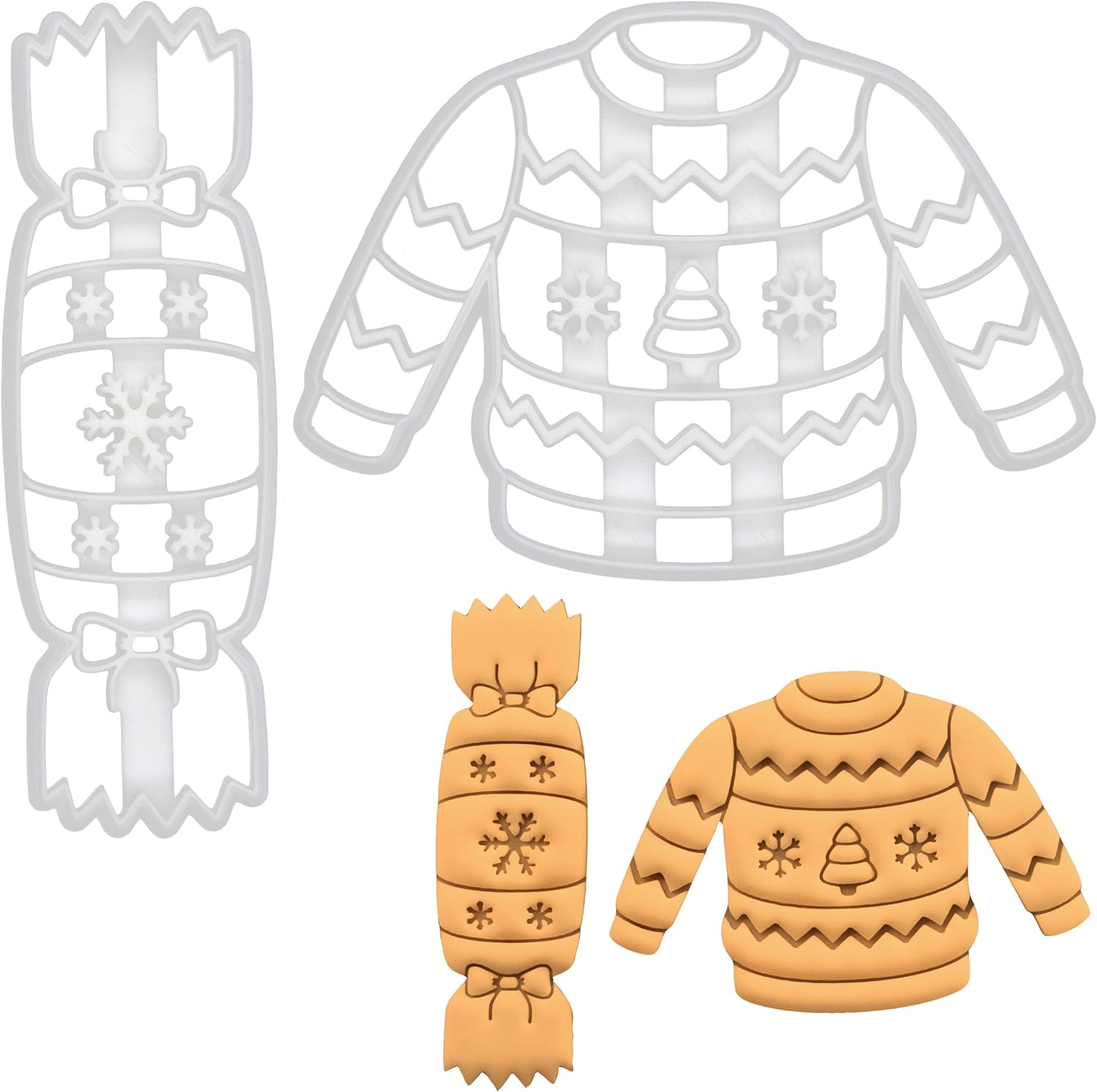 Set of 2 Christmas Cracker and Jumper Cookie Cutters, 2 pieces - Bakerlogy