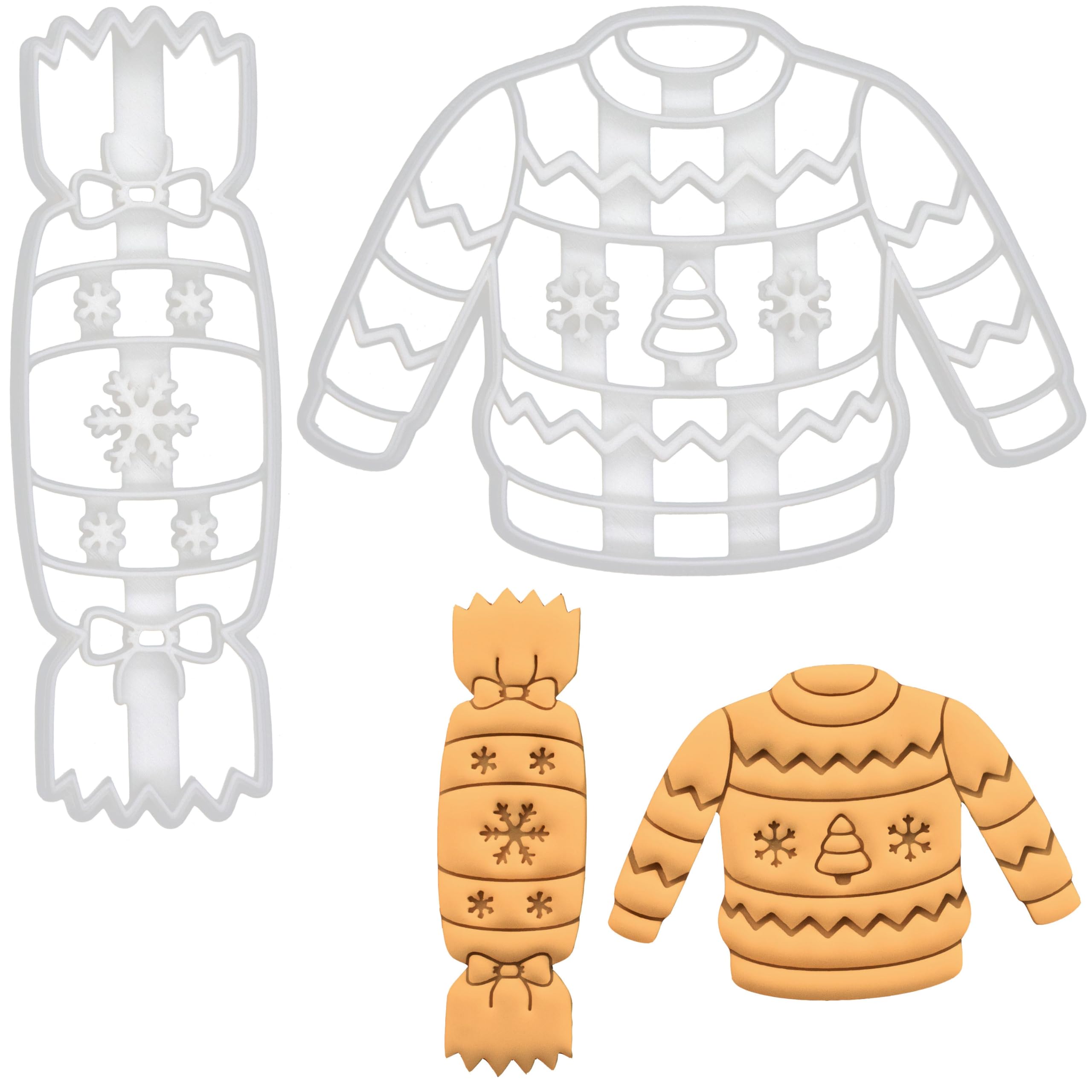 bakerlogy Satz von 2 Knallbonbon und Weihnachtspullover Ausstechformen, 2 Teil