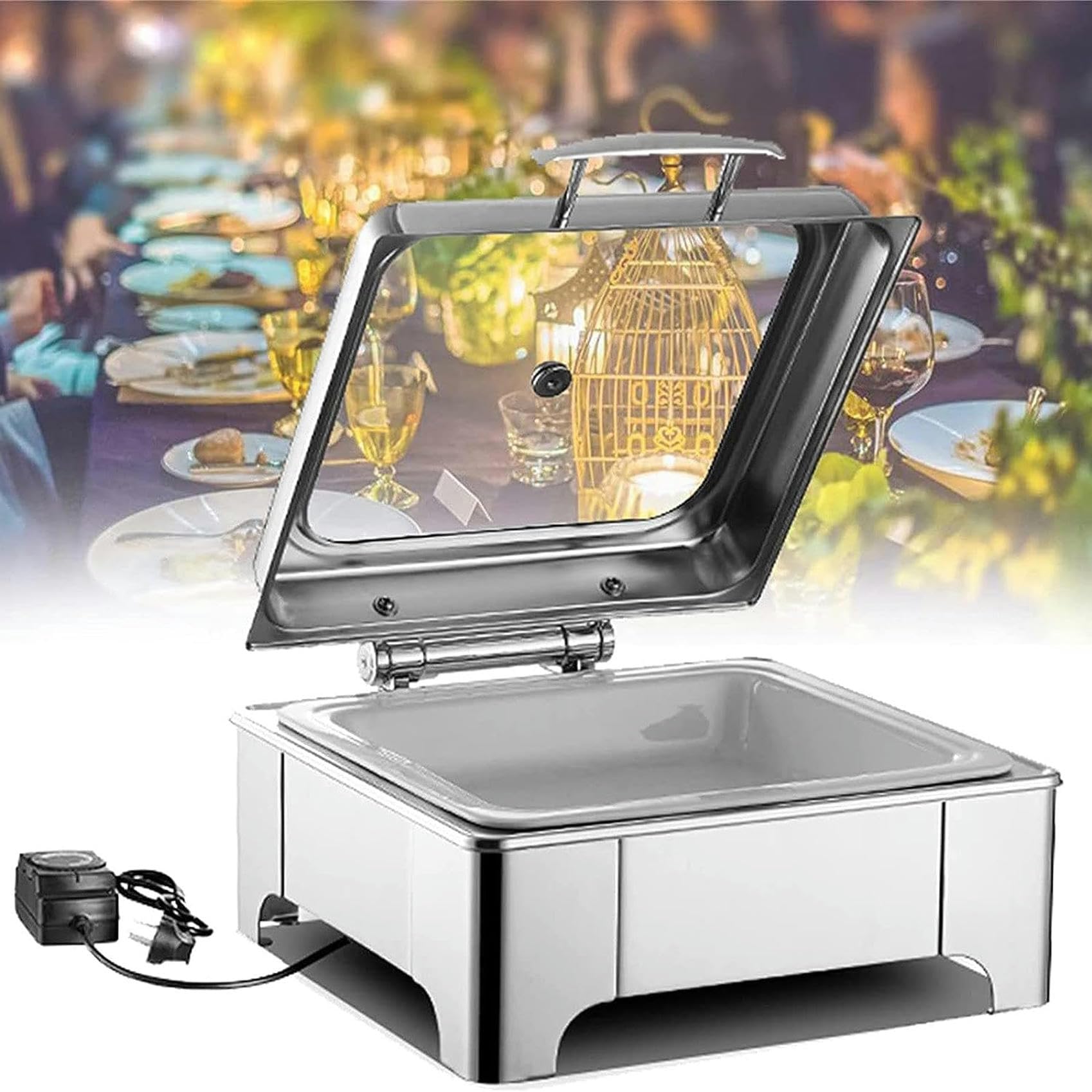 Chafing dish buffet chauffant INOX haut de gamme pour grand dîner de banquet