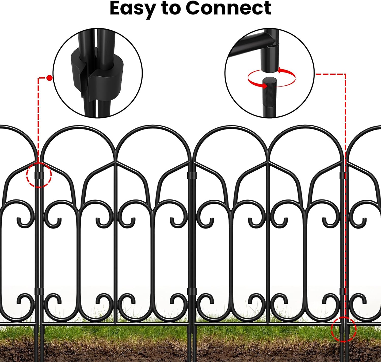 AMAGABELI GARDEN & HOME 10 Panels Decorative Garden Fence 10ft(L) x32in(H) Brown and 22in(H)×10ft(L) 10 Panels