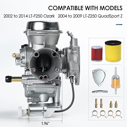 Miniatura 3 de Carburador compatible con Suzuki LT-F250 Ozark 250 2002-2009 2012-2014, LT-Z250 QuadSport Z 2004-2009, 13200-21G10 13200-05G22 Carb