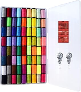 LE PAON Polyester Hand Sewing Project kit, 72 Assorted Colors Spool Thread with Free Set of 6 Sewing Needles,2 Needle threaders for Daily Sewing Needs