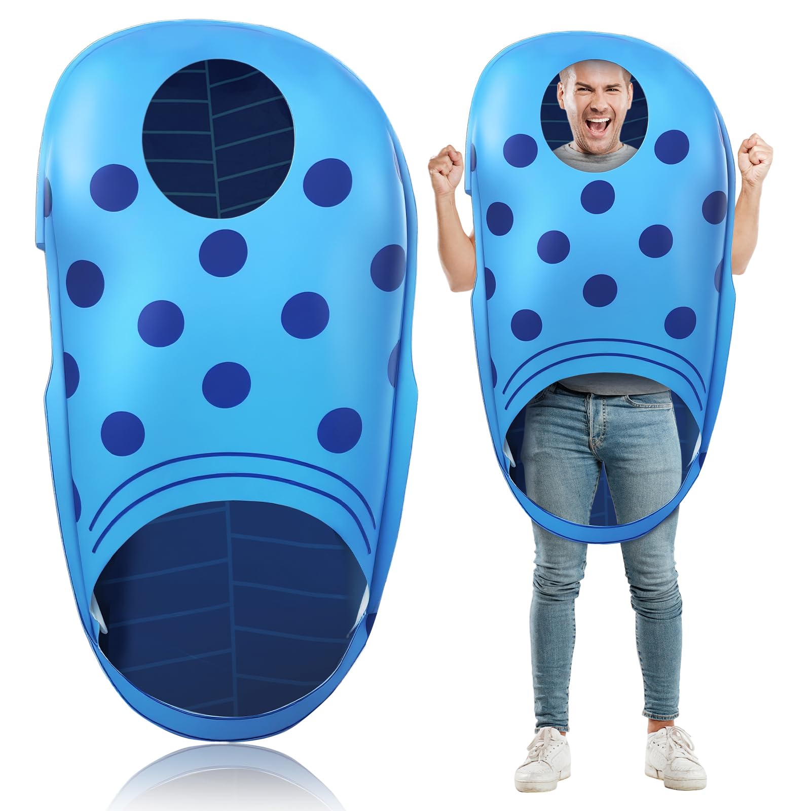 Justforjoyful Blue Halloween Garden Beach Shoe Costume 47 x 29 inch Funny Halloween Costume Garden Shoe Cosplay Clog Outfits, Blue, 47 x 29 inches